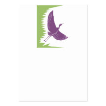 El volar de la grúa de la garza retro tarjetas de visita