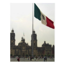 EL Zocalo del DF y la Bandera Mexicana del en de C Postales