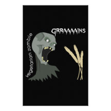 ¡El zombi vegetariano quiere Graaaains! Papeleria De Diseño