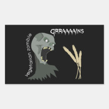 ¡El zombi vegetariano quiere Graaaains! Rectangular Pegatina