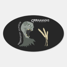 ¡El zombi vegetariano quiere Graaaains! Calcomanías De Óvales