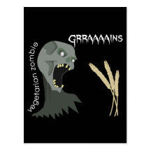 ¡El zombi vegetariano quiere Graaaains! Tarjetas Postales
