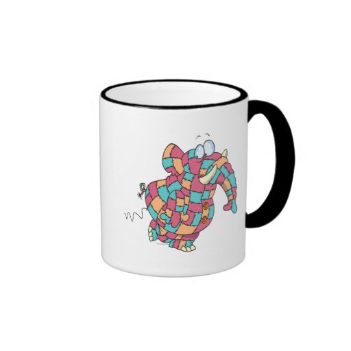 elefante acolchado divertido lindo del remiendo taza