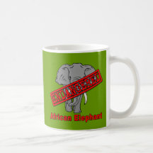 Elefante africano animal en peligro taza de café