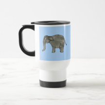 Elefante asiático, en azul claro. taza de café