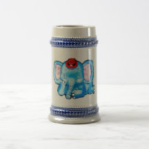 Elefante azul con el dibujo animado de Red Hat Taza