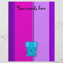 Elefante azul con las rayas rosadas y púrpuras flyer personalizado