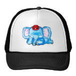 Elefante azul con los oídos rosados y Red Hat Gorras De Camionero