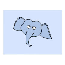 Elefante azul con los vidrios. Historieta Postal