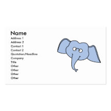 Elefante azul con los vidrios. Historieta Tarjetas Personales