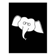 Elefante blanco con los vidrios postal