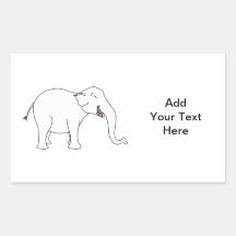 Elefante blanco de risa rectangular pegatinas
