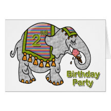 Elefante con cumpleaños del cono de helado el 2do tarjetas