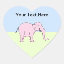Elefante de risa rosado calcomania corazon personalizadas