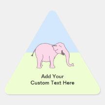 Elefante de risa rosado calcomanía de triangulo personalizadas