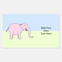 Elefante de risa rosado rectangular pegatinas