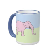 Elefante de risa rosado tazas de café