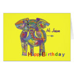 Elefante del arco iris, personalizar de la tarjeta