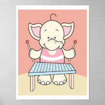 Elefante del bebé que juega el poster del xilófono