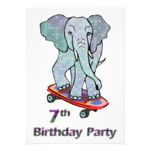 Elefante en el 7mo cumpleaños del monopatín anuncio personalizado