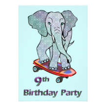Elefante en el 9no cumpleaños del monopatín anuncios  