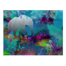 Elefante en Fantasyland futuro - tropical Tarjeta Postal
