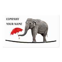 Elefante en una cuerda tirante tarjetas de negocios