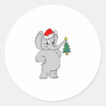 Elefante (gorra de Santa) Etiqueta Redonda