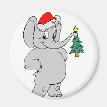 Elefante (gorra de Santa) Imán De Nevera
