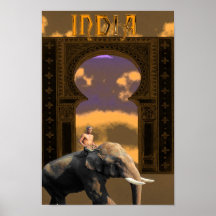Elefante indio y jinete posters