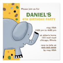 Elefante • Invitación del cumpleaños