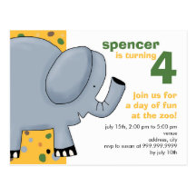 Elefante • Invitación del cumpleaños Postales