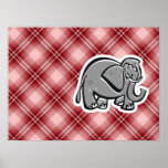 Elefante lindo; Tela escocesa roja Poster
