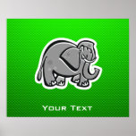 Elefante lindo; Verde Poster