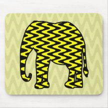 Elefante negro y amarillo del zigzag alfombrillas de ratones