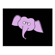 Elefante púrpura con los vidrios postal