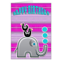 Elefante que hace juegos malabares (tarjeta de cum