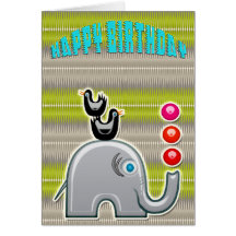 Elefante que hace juegos malabares (tarjeta del cu