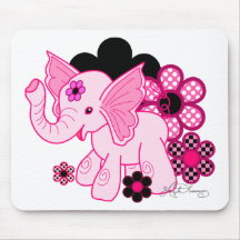 Elefante rosado con los lunares y las margaritas d tapetes de ratones