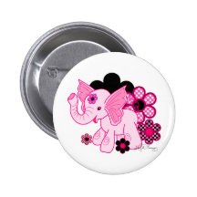 Elefante rosado con los lunares y las margaritas d pin