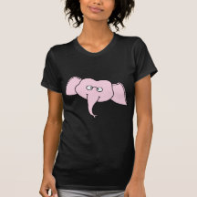 Elefante rosado con los vidrios. Dibujo animado Camisetas