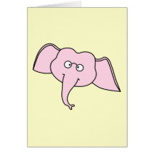 Elefante rosado con los vidrios. Dibujo animado Tarjeton