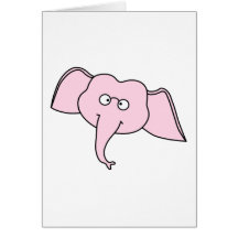 Elefante rosado con los vidrios. Dibujo animado Felicitación