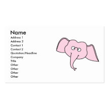 Elefante rosado con los vidrios. Dibujo animado Plantillas De Tarjetas De Visita