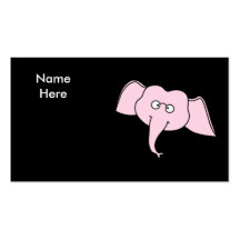 Elefante rosado con los vidrios. Dibujo animado Tarjeta De Visita