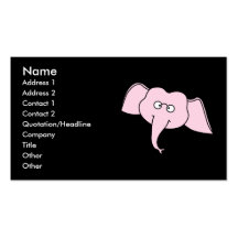 Elefante rosado con los vidrios. Dibujo animado Tarjetas De Negocios