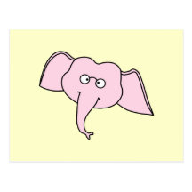 Elefante rosado con los vidrios. Dibujo animado Tarjeta Postal