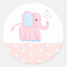 Elefante rosado dulce con la frontera del lunar pegatina