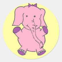 Elefante rosado etiqueta redonda