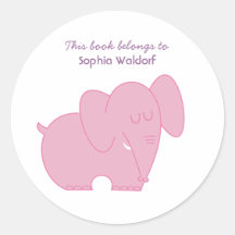 Elefante rosado lindo del Bookplate Etiqueta